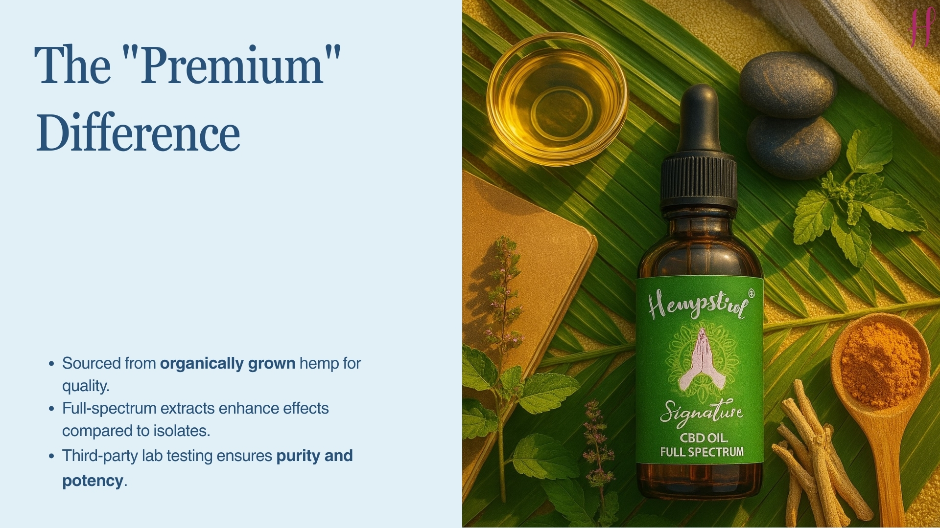 A Beginner's Guide to CBD cover slide with cheerful illustrated person holding a CBD bottle outdoors.